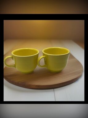 Vintage Fiestaware Yellow Tea Coffee Cups Fiesta